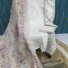 White With Pink Cotton Suit with Patch Work & Dupatta