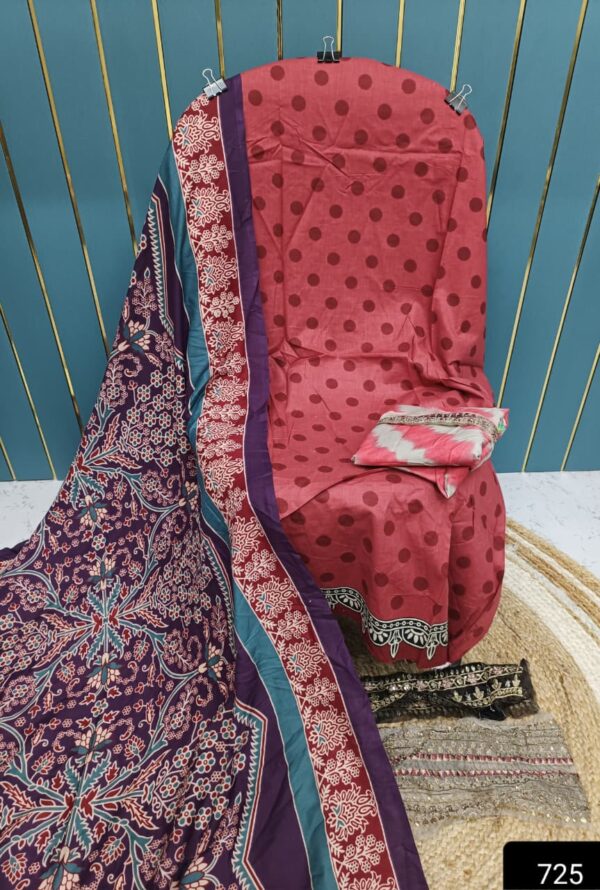 Maroon Cotton Suit with Patch Work & Dupatta