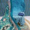 Tear Blue Cotton Suit with Patch Work & Dupatta