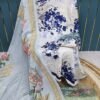 White With Blue Floral Cotton Suit with Patch Work & Dupatta