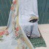 White Printed Cotton Suit with Patch Work & Dupatta