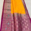 Mango Yellow and Rani Pink Pure Raw Mango Handloom Katan Silk Saree