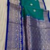 Dark Green And Blue Pure Raw Mango Handloom Katan Silk Saree