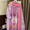 Maroon Suit Set with Printed Top, Cotton Bottom & Soft Dupatta
