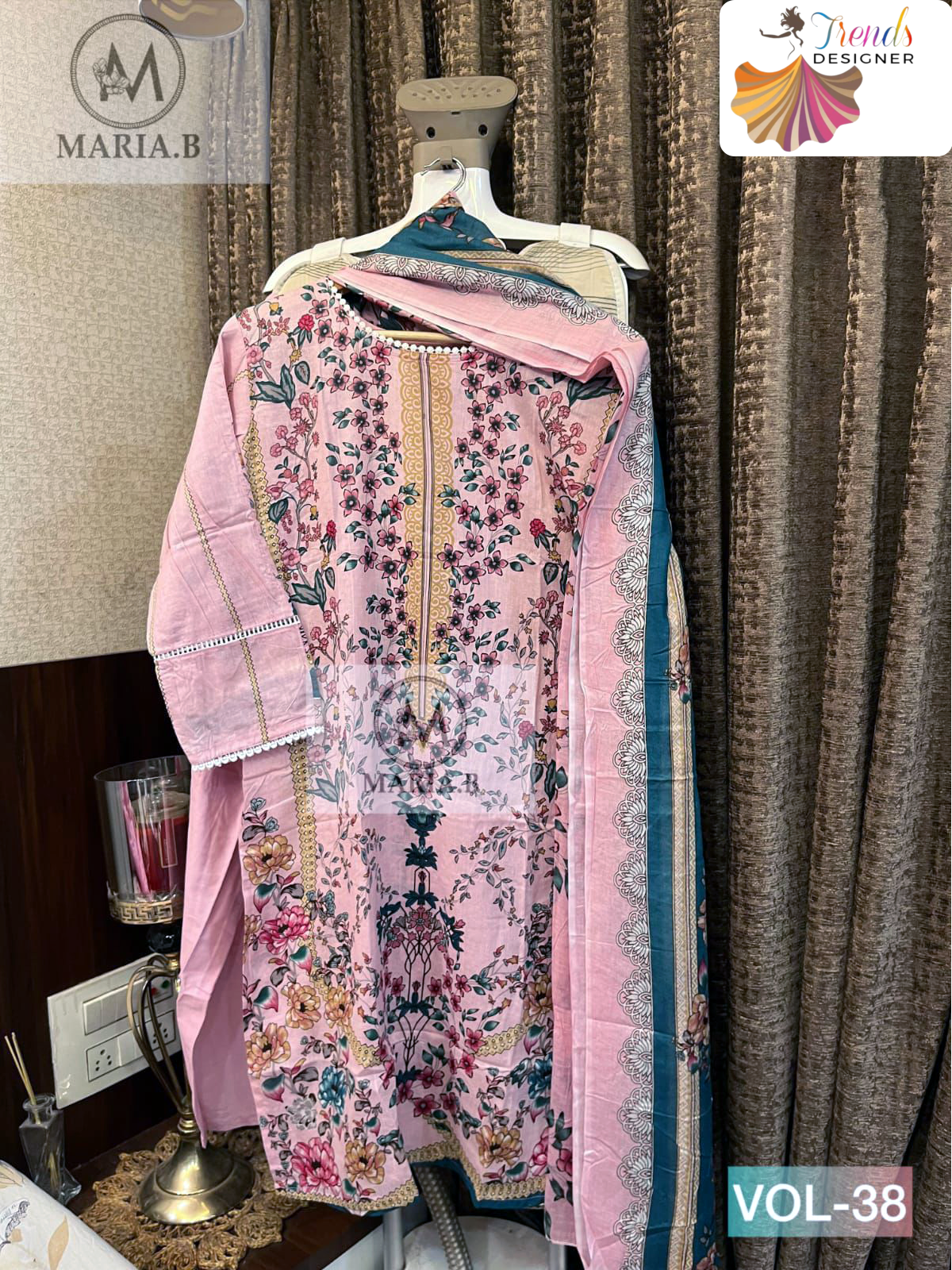 Pink Cotton Suit Set with Printed Top, Cotton Bottom & Soft Dupatta