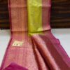 Light Green And Purple Pure Handloom Katan Silk Saree with Antique Zari & Blousepiece