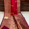 Pink And Maroon Pure Handloom Katan Silk Saree with Antique Zari & Blousepiece