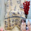 light yellow Pure Cambric Cotton Embroidered Suit with Butterfly Net Dupatta