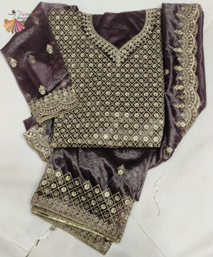 Royal Wine Charm Festive Embroidered Suit