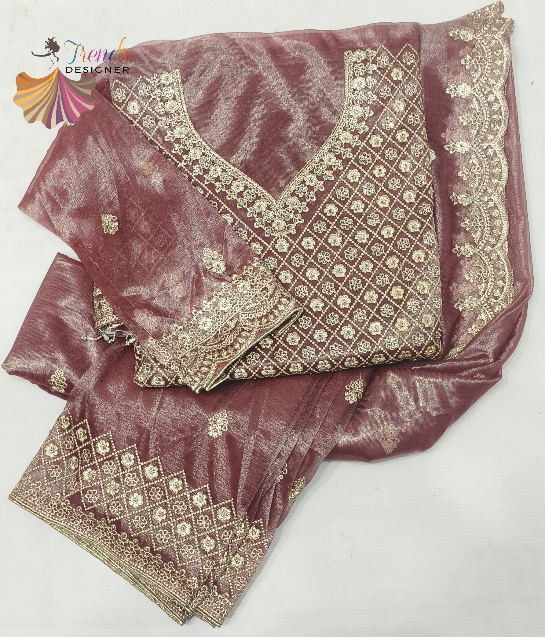 Royal Light pink Charm Festive Embroidered Suit