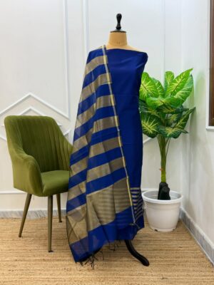 Blue Budget-Friendly Banarasi Chanderi Silk Suit with Rangkaat Dupatta