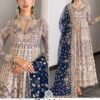 Dusty Grey And Navy Blue ZAHA Chantelle Pakistani Concept Embroidered Suit