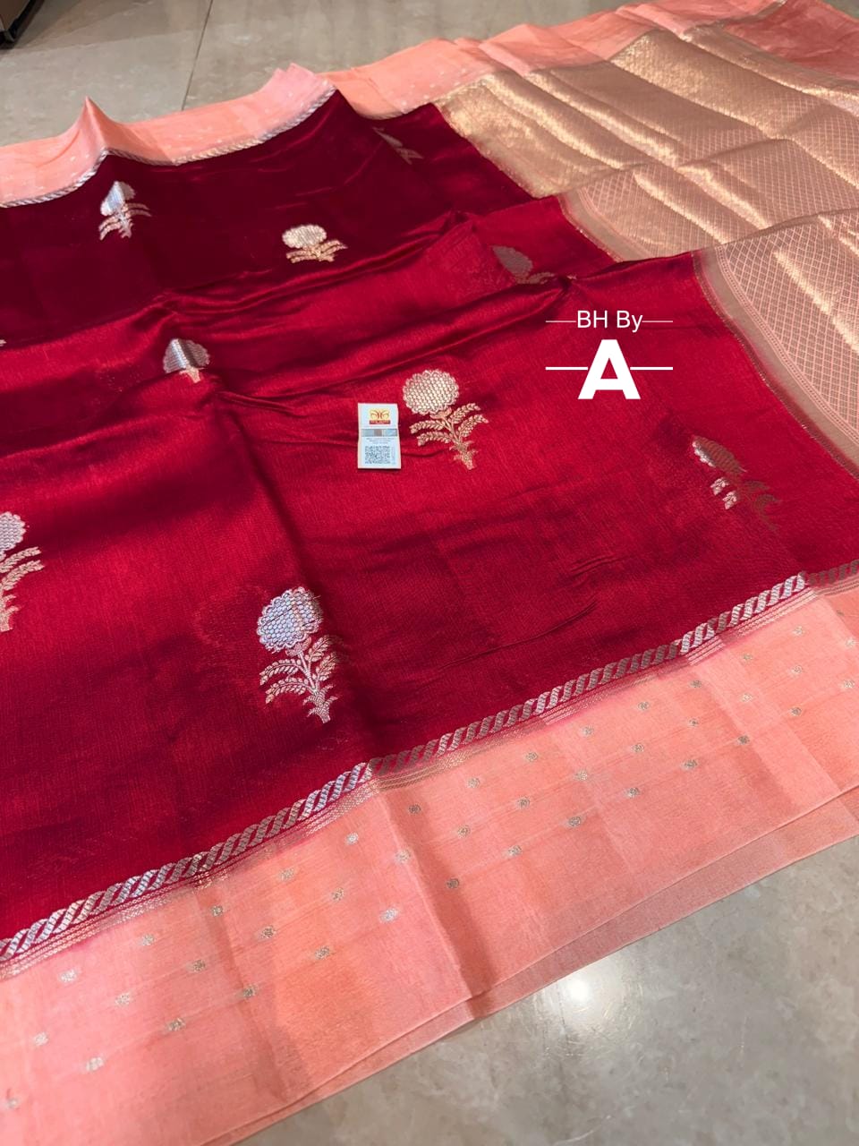 Maroon And Blush Pink Pure Raw Mango Silk Saree Premium Weaving Saree with Contrast Blouse