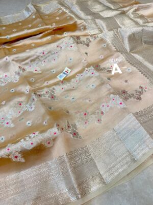 Light Brown Pure Raw Mango Silk Saree Premium Weaving Saree with Contrast Blouse