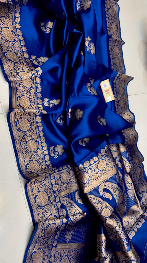 Royal Blue Pure Raw Mango Silk Saree