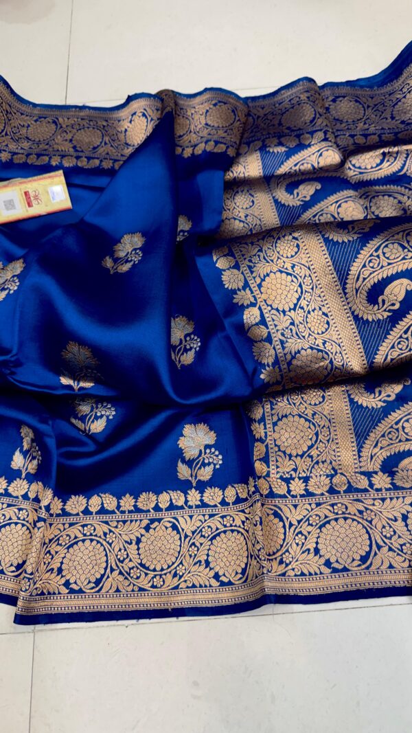 Royal Blue Pure Raw Mango Silk Saree