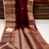Wine Red And Pink Border Pure Handloom Katan Silk Saree Antique Zari Weaving