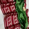 Dark Green And Maroon Border Pure Raw Mango Silk Saree with Rich Pallu & Contrast Blouse