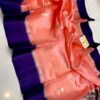 Pink And Purple Border Pure Raw Mango Silk Saree with Rich Pallu & Contrast Blouse