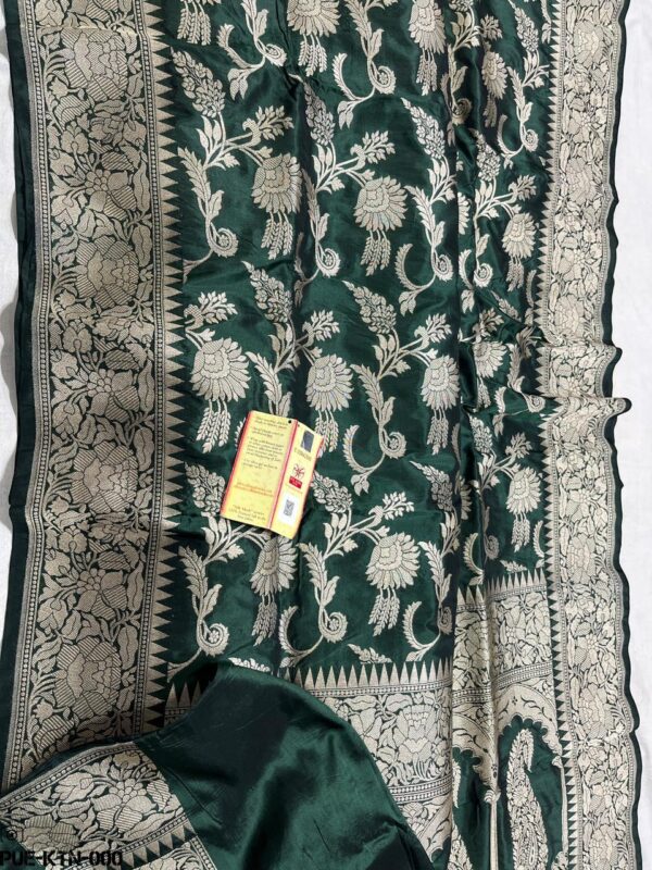 Bottle Green New Exclusive Pure Banarasi Brocade Handloom Katan Weaved Saree