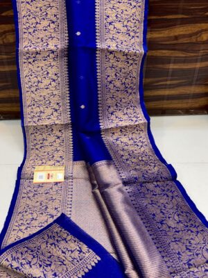 Blue Pure Banarasee Handloom Organza Silk Saree