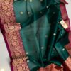 Deep Emerald Green And Magenta Border Premium Kora Kaduwa Saree with Mashru Border