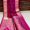 Deep Rani Pink Pure Handloom Katan Silk Saree with Antique Zari