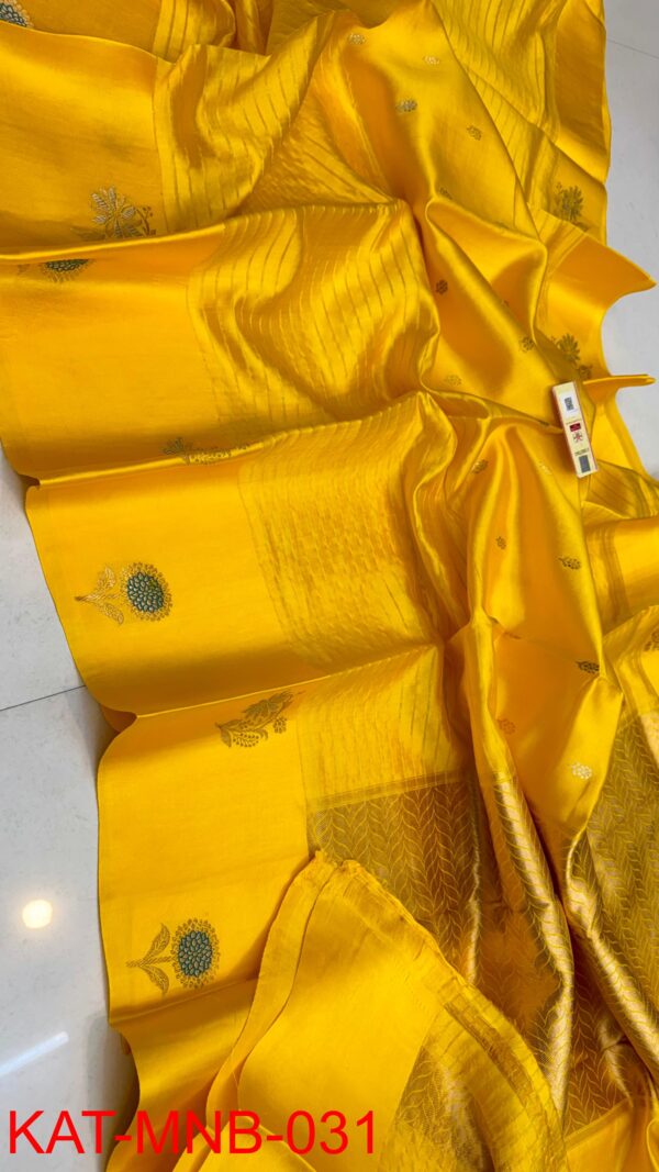 Yellow Pure Raw Mango Silk Saree