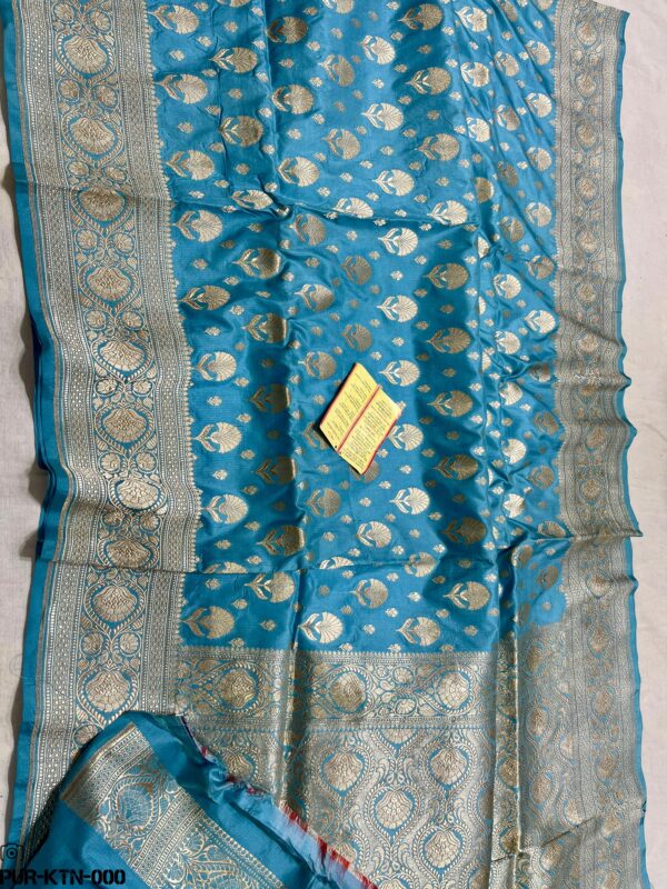 Turquoise Blue New Exclusive Pure Banarasi Brocade Handloom Katan Weaved Saree