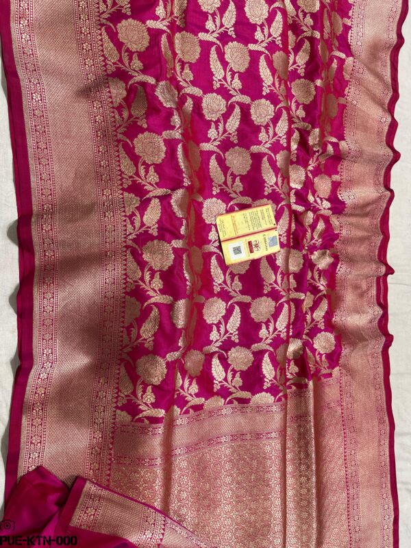 Deep Rani Pink New Exclusive Pure Banarasi Brocade Handloom Katan Weaved Saree
