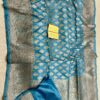 Turkish Blue New Exclusive Pure Banarasi Brocade Handloom Katan Weaved Saree