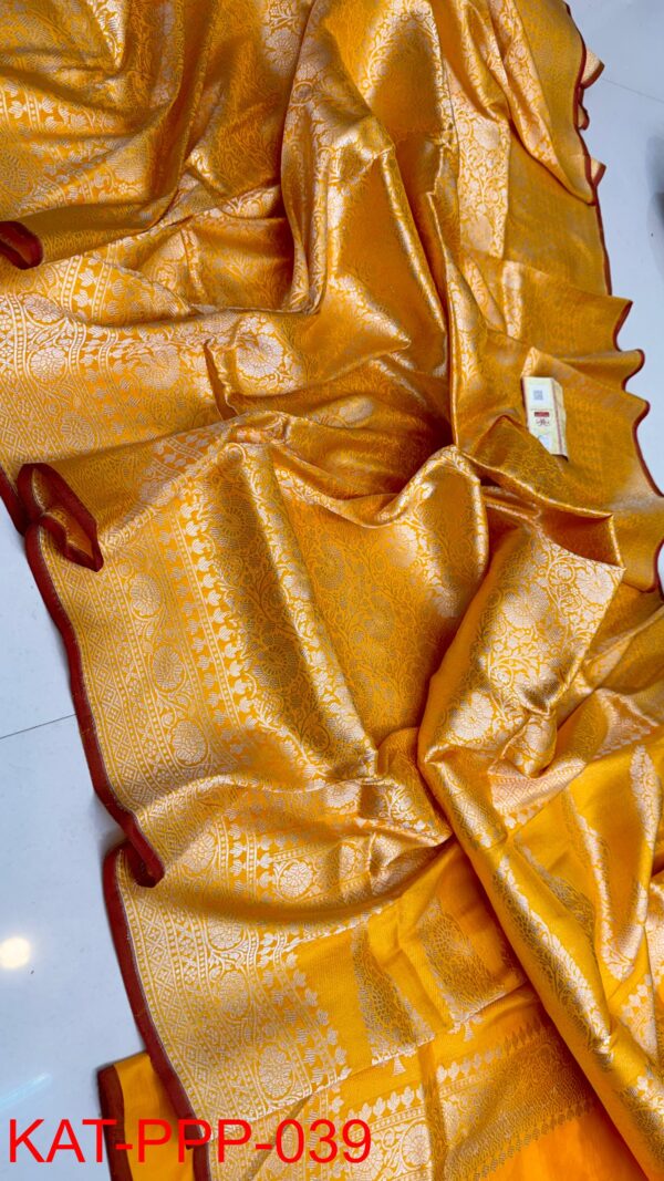 Yellow Exclusive Bridal Pure Handloom Banarasi Katan Silk Saree