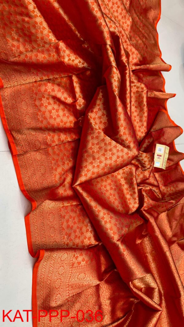 Orange Exclusive Bridal Pure Handloom Banarasi Katan Silk Saree
