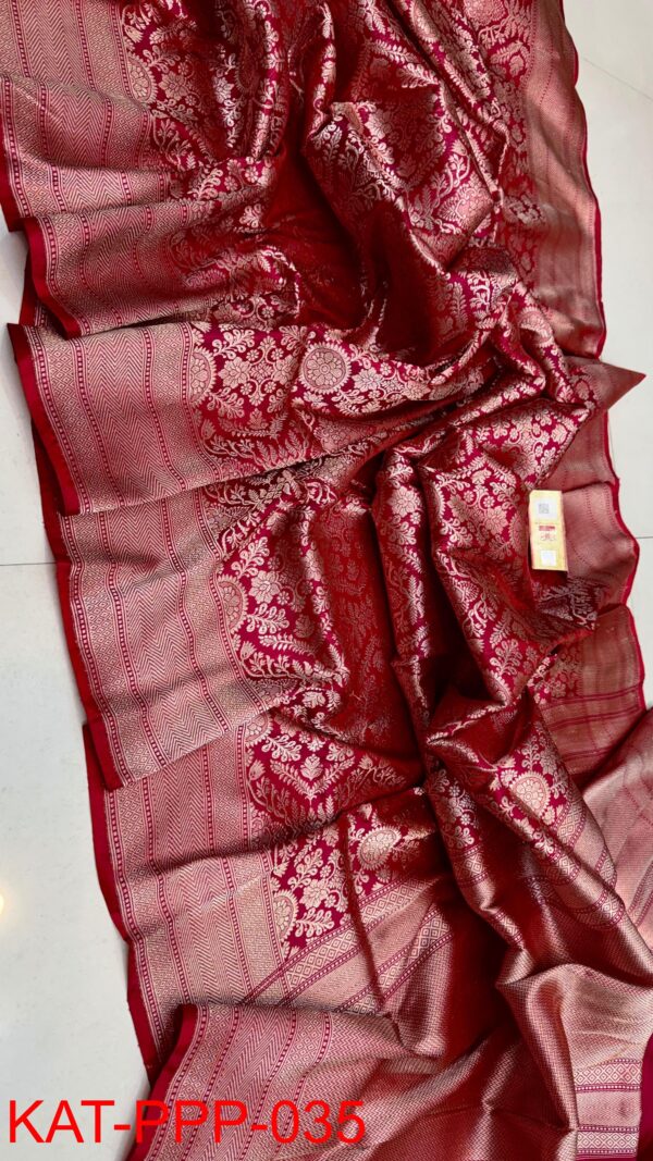 Wine Red Exclusive Bridal Pure Handloom Banarasi Katan Silk Saree