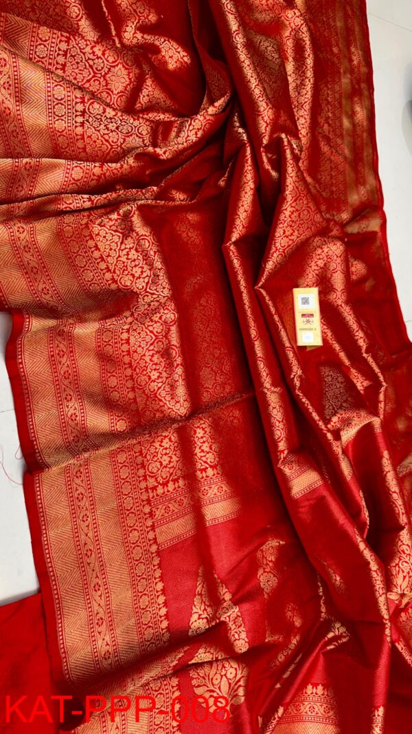 Red Exclusive Bridal Pure Handloom Banarasi Katan Silk Saree