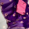 Deep Purple And Rani Pink Handloom Banarasi Pure Organza Kora Silk Saree