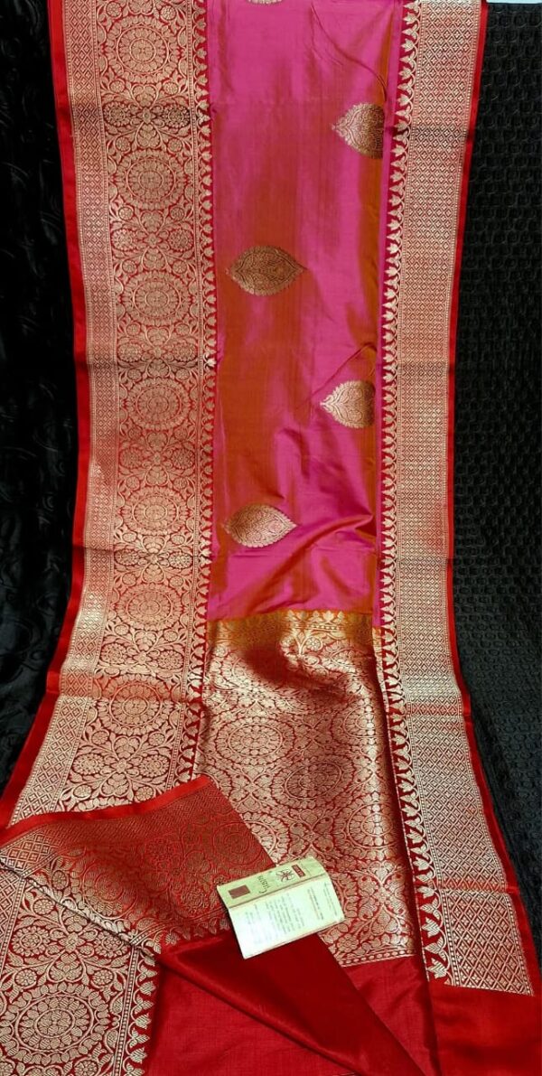 Bright Pink IZA Pure Handloom Katan Silk Saree