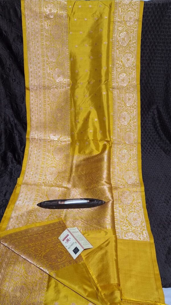 Golden Yellow IZA Pure Handloom Katan Silk Saree