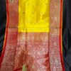 Yellow And Purple Border IZA Pure Handloom Katan Silk Saree
