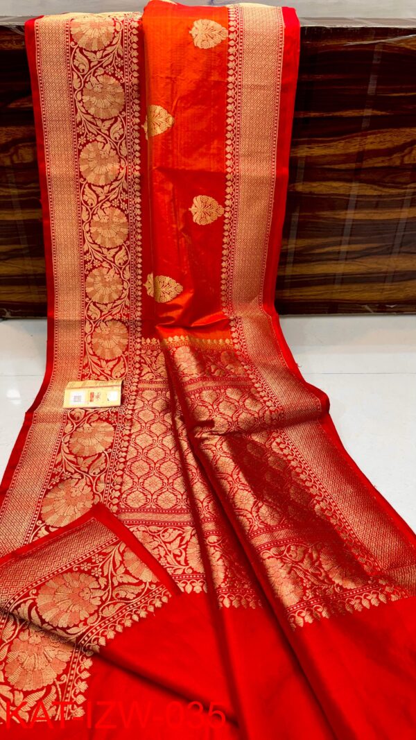 Red Banarasee Pure Handloom Khaddi Silk Saree