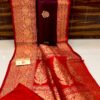 Wine Red And Red Border Banarasee Pure Handloom Khaddi Silk Saree