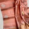 Peach Orange Pink Pure Raw Mango Silk Saree
