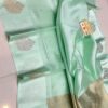 Mint Green Pure Raw Mango Silk Saree