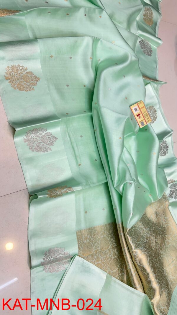 Mint Green Pure Raw Mango Silk Saree