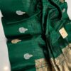 Bottle Green Pure Raw Mango Silk Saree