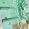 Pista Green Pure Raw Mango Silk Saree