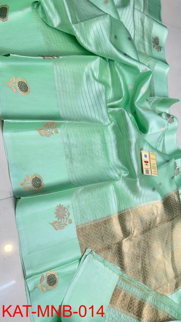Pista Green Pure Raw Mango Silk Saree