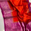 Bright Orange And Pink Border Pure Raw Mango Silk Saree