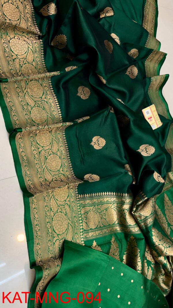 Bottle Green Pure Raw Mango Silk Saree