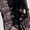 Dark Black Pure Raw Mango Silk Saree